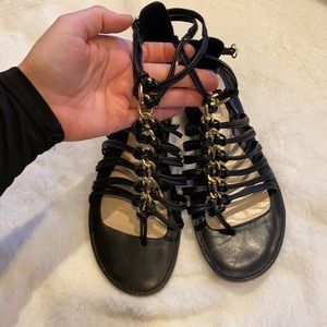 EUC Coach leather gladiator sandals with metal accents